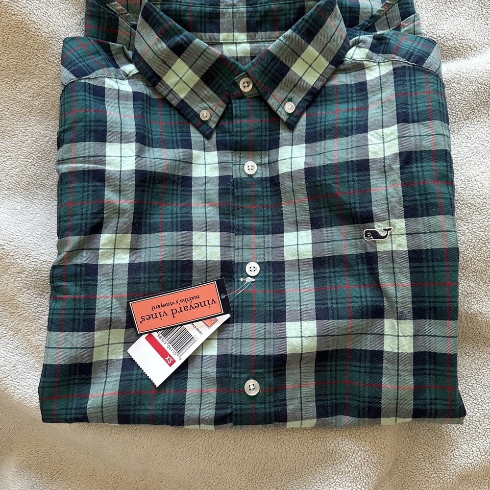 Vineyard Vines Men's Green Plaid Shirt